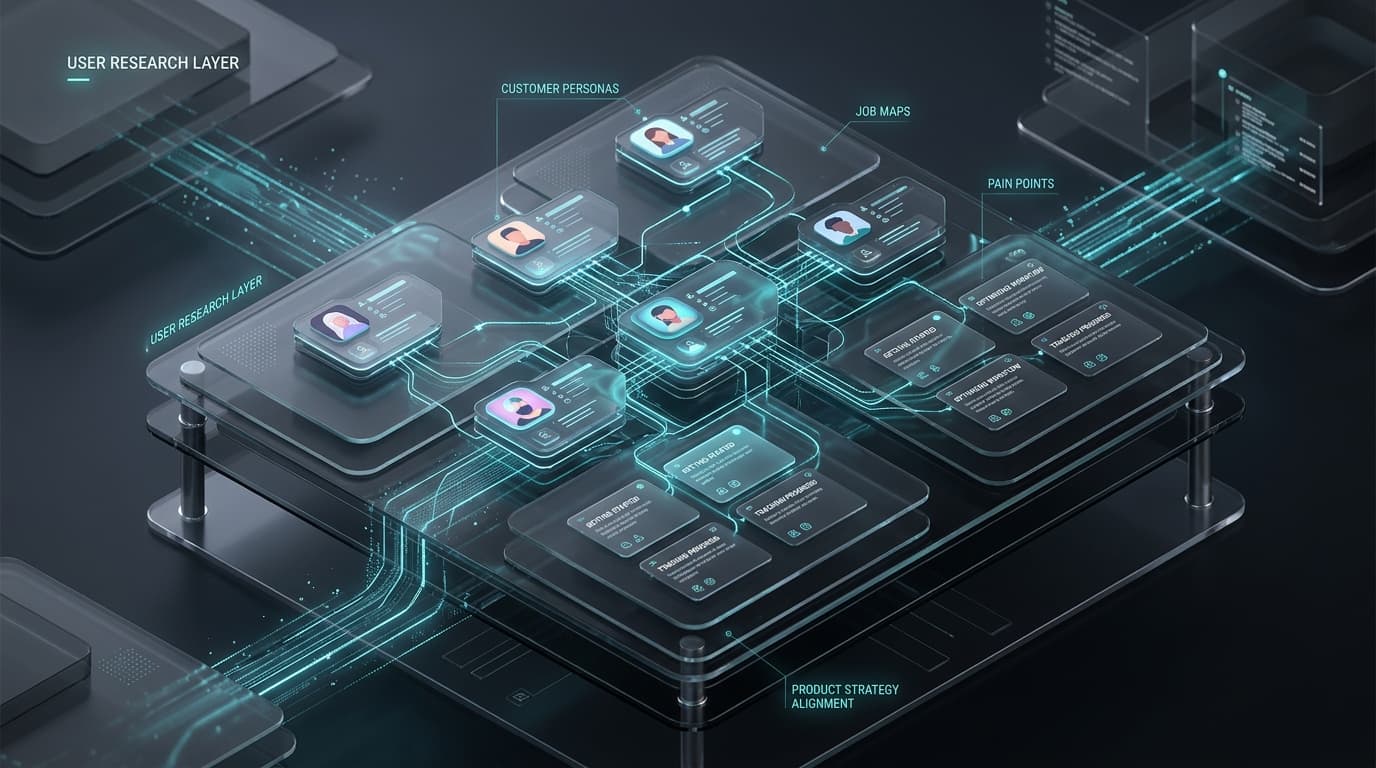 Jobs-To-Be-Done & User Journey Mesh architecture infographic